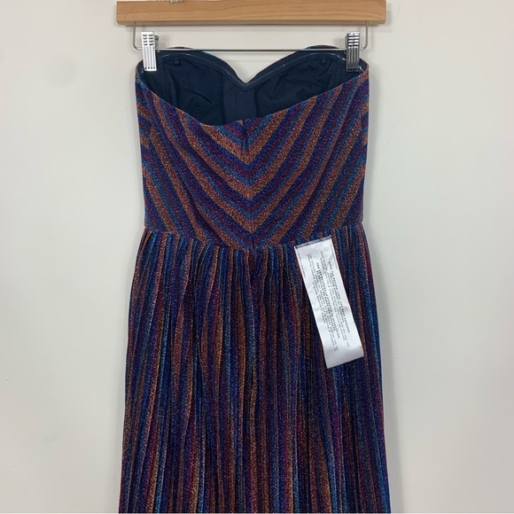 NWT Dress the Population Rosalie Strapless Metallic Chevron Dress Size XS - Picture 9 of 16